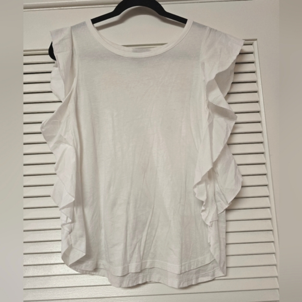 Who What Wear - White Sleeveless Ruffle Top